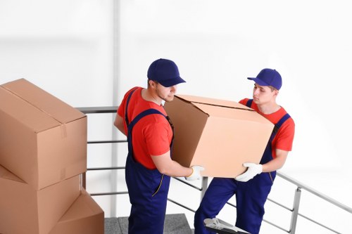 Office removal equipment prepared for a business move in Paddington