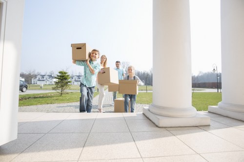 Van positioned for a residential move in central London