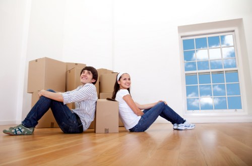Packing boxes and household items for a Paddington relocation