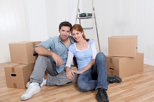 Moving boxes and household items in a Paddington property