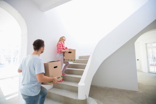 Office desks and chairs prepared for commercial furniture pick-up in Paddington